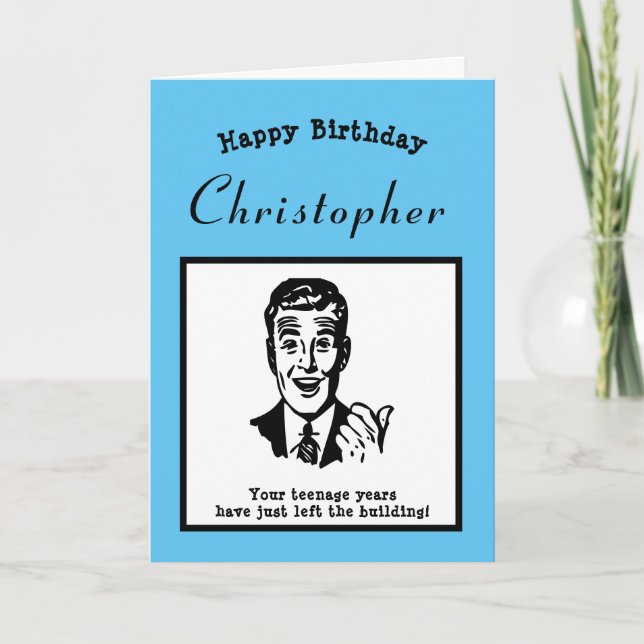 20th Birthday Retro Cartoon Funny Personalised Card (Front)
