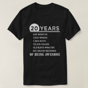 20th Birthday Shirt 20 Years Old Anniversary Gifts