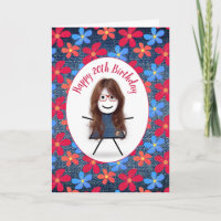 20th Birthday Stick Girl and Daisies On Denim