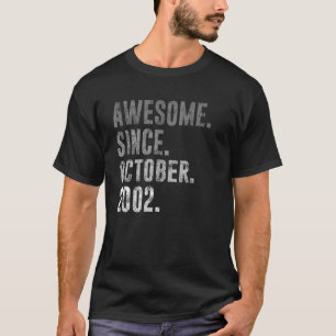 20th Birthday Vintage Awesome Since October 2002 T-Shirt