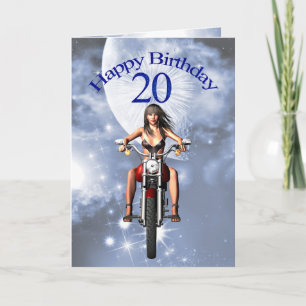 20th birthday with a biker girl card