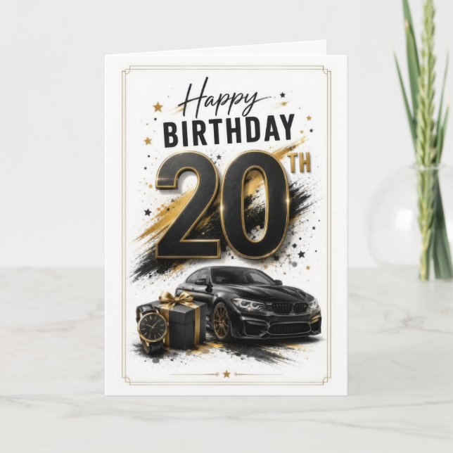20th Boy Car Birthday Card (Front)