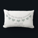 20th China Wedding Anniversary cushion<br><div class="desc">Personalized 20th china Wedding Anniversary cushion decorated with green heart bunting. The perfect gift for a couple or son and daughter in law who are celebrating twenty years of marriage. The cushion has space for the names of the husband and wife, as well as their marriage date. All text can...</div>