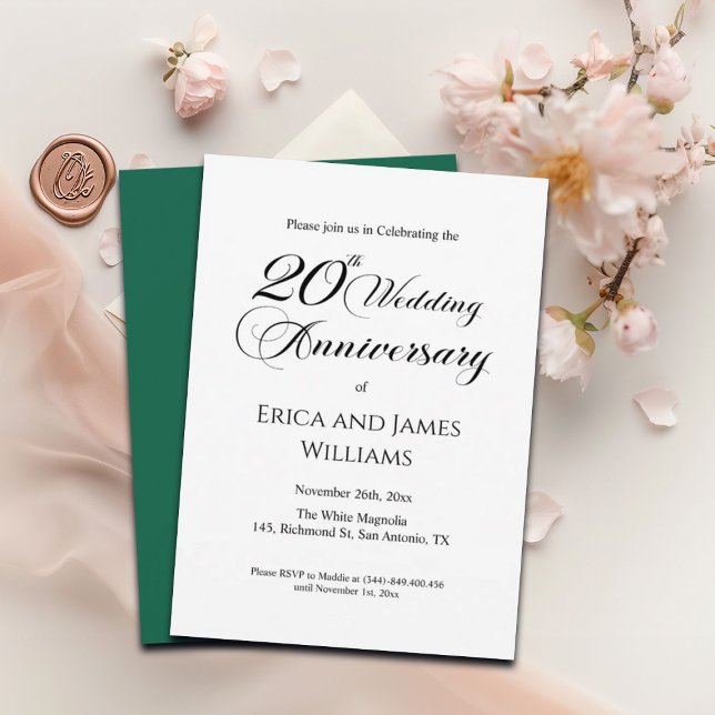 20th China Wedding Anniversary Elegant Script Invitation (Creator Uploaded)