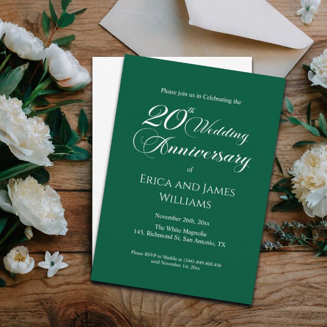 20th China Wedding Anniversary Elegant Script Invitation (Creator Uploaded)