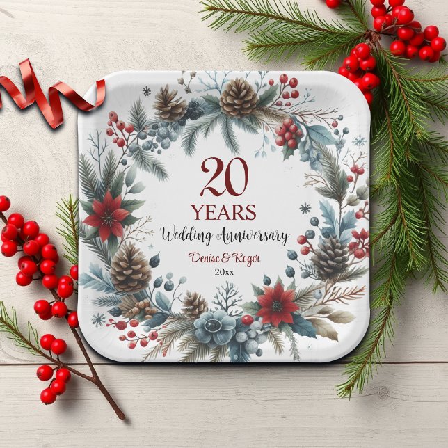 20th China Wedding Anniversary Elegant Winter Paper Plate (Creator Uploaded)
