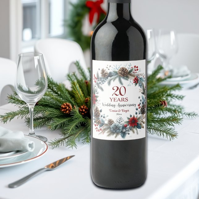 20th China Wedding Anniversary Elegant Winter Wine Label (Creator Uploaded)
