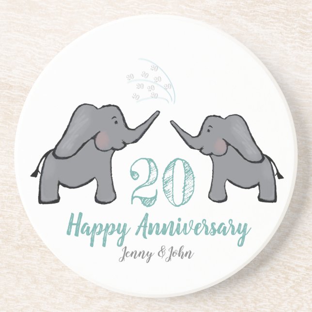 20th china wedding anniversary elephant coaster (Front)