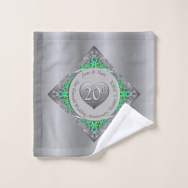 20th Emerald Anniversary Platinum Towel (Wash Cloth)