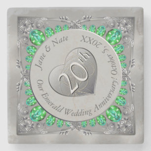 20th Emerald Anniversary Stone Coaster