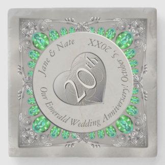 20th Emerald Anniversary Stone Coaster