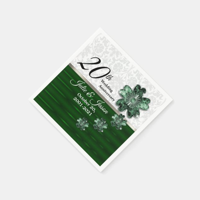 20th Emerald Jewel Wedding Anniversary Napkin (Corner)