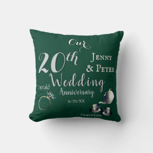 20th Emerald Porcelain Wedding Anniversary Cushion