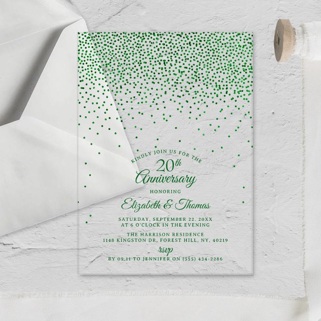 20th Emerald Wedding Anniversary Acrylic Invitations (Creator Uploaded)