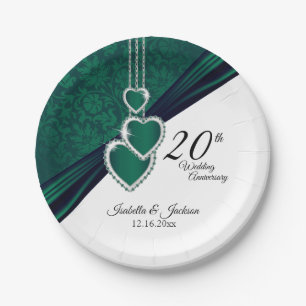 20th Emerald Wedding Anniversary Design Paper Plate