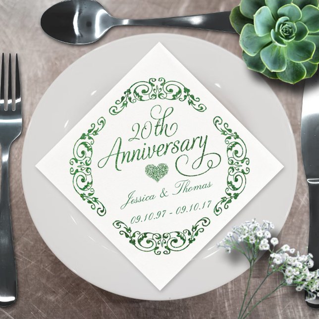 20th Emerald Wedding Anniversary Paper Napkins (Creator Uploaded)