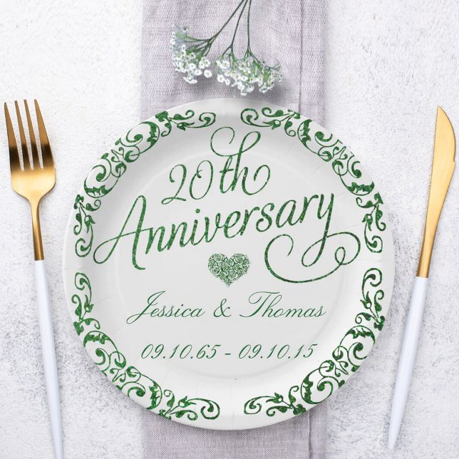 20th Emerald Wedding Anniversary Paper Plates (Creator Uploaded)
