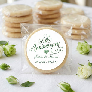 20th Emerald Wedding Anniversary Paper Plates Classic Round Sticker