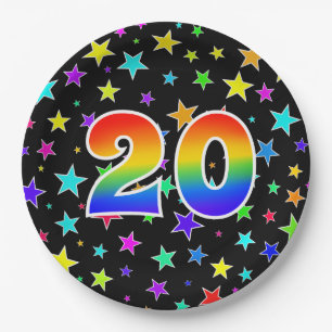 20th Event: Bold, Fun, Colourful Rainbow 20 Paper Plate