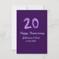 20th happy anniversary add couple name date purple