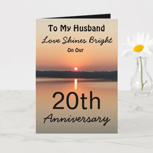 20th Love Shines Bright Husband Anniversary Card (Small Plant)