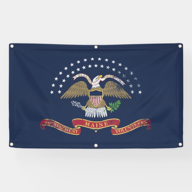 20th Maine Flag Banner - Vintage Distressed (Horizontal)