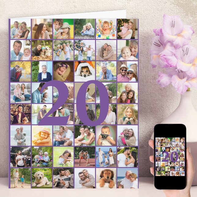 20th or Any Age 48 Photo Collage Big Birthday Card (Creator Uploaded)
