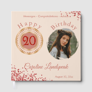 20th Ruby Red Glitter Birthday Photo Guest Book