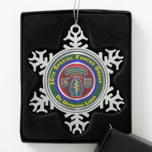 20th Special Forces Group Snowflake Pewter Christmas Ornament