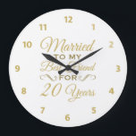 20th Wedding Anniversary Best Friend Large Clock<br><div class="desc">Celebrate a milestone anniversary of marriage with this romantic gift idea with fancy gold lettering. For husband and wife who best friends!</div>