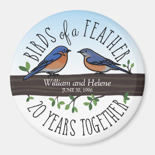 20th Wedding Anniversary, Bluebirds of a Feather Magnet