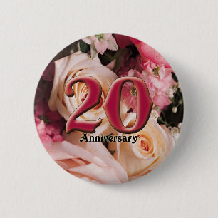 20th Wedding Anniversary Buttons