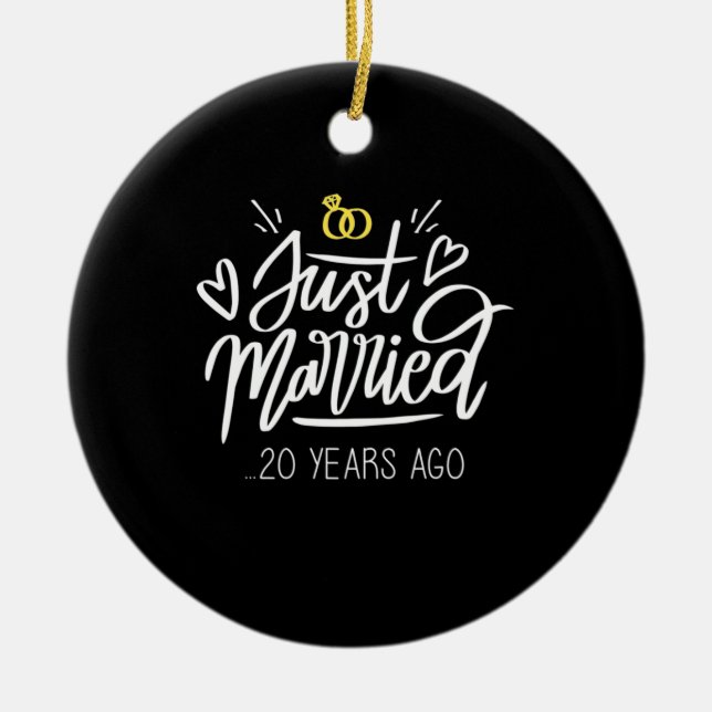 20th Wedding Anniversary Ceramic Tree Decoration (Front)