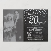 20th Wedding Anniversary Chalkboard Black Silver