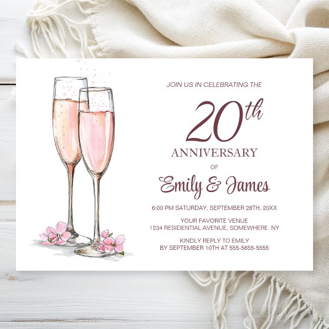 20th Wedding Anniversary Champagne Invitation (Creator Uploaded)