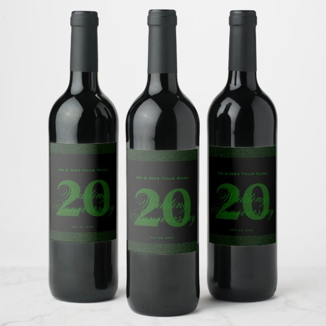 20th Wedding Anniversary Custom Wine Label (Bottles)