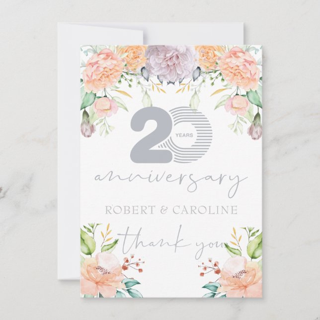 20th Wedding Anniversary Floral Thank you (Front)