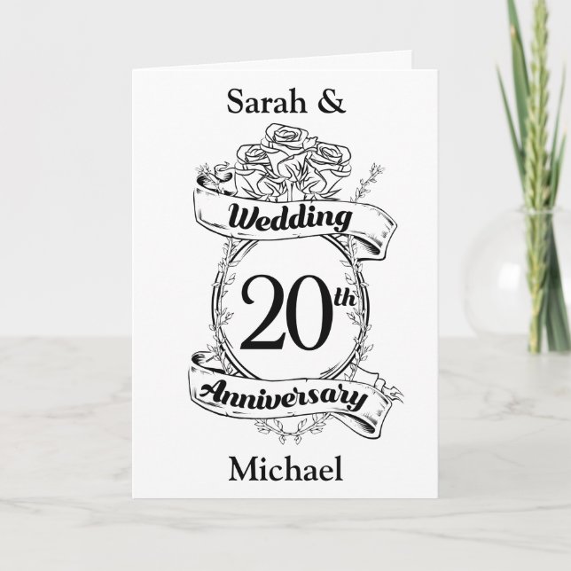 20th Wedding Anniversary Flowers Card (Front)