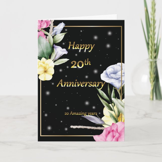 20th wedding Anniversary golden greeting card  (Front)