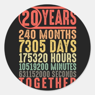 20th Wedding Anniversary Him Her Matching Couples Classic Round Sticker