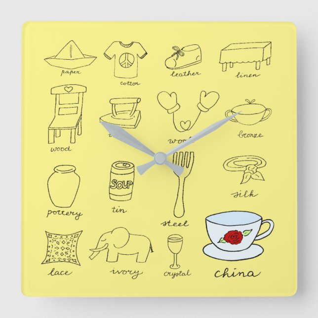 20th Wedding Anniversary Home Decor Gift Square Wall Clock (Front)