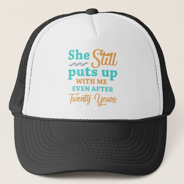 20th Wedding Anniversary Humour For Men Trucker Hat (Front)