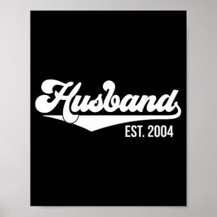 20th Wedding Anniversary Husband Est 2004 T-shirt. Poster