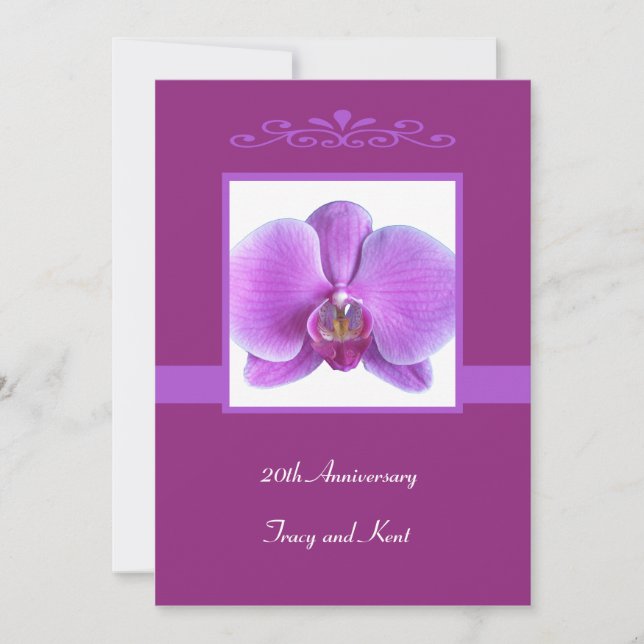 20th Wedding Anniversary Invitation Orchid (Front)
