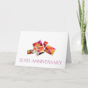 20th Wedding Anniversary mixed rose bouquet Card