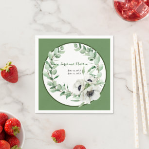 20th Wedding Anniversary Party Floral Paper Napkin