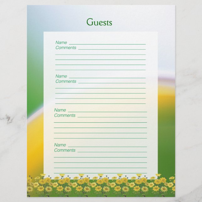 20th Wedding Anniversary Party Guest Book Pages (Front)