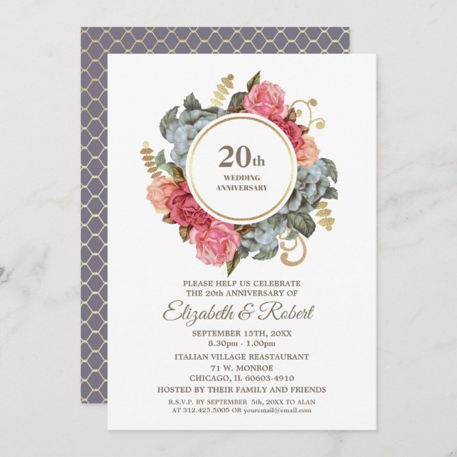 20th Wedding Anniversary Party Invitations (Front/Back)