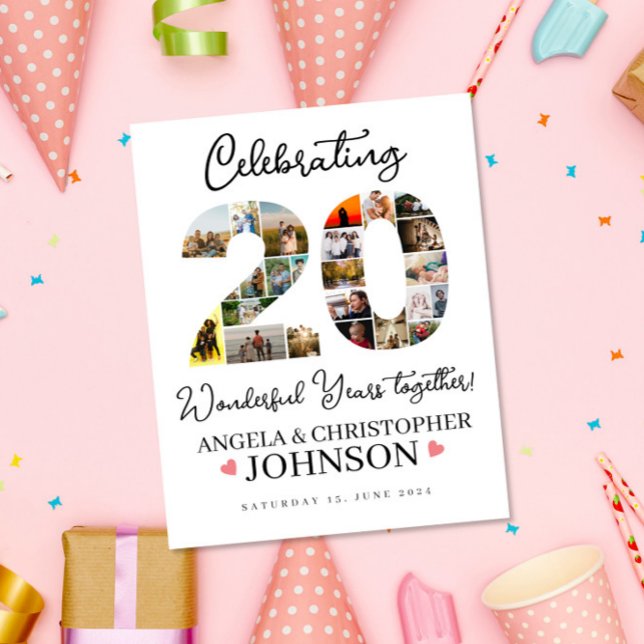 20th Wedding Anniversary Photo Collage party Sign (Creator Uploaded)
