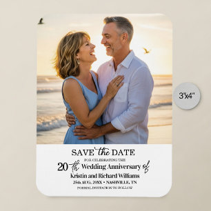 20th Wedding Anniversary Save the Date Photo Magnet